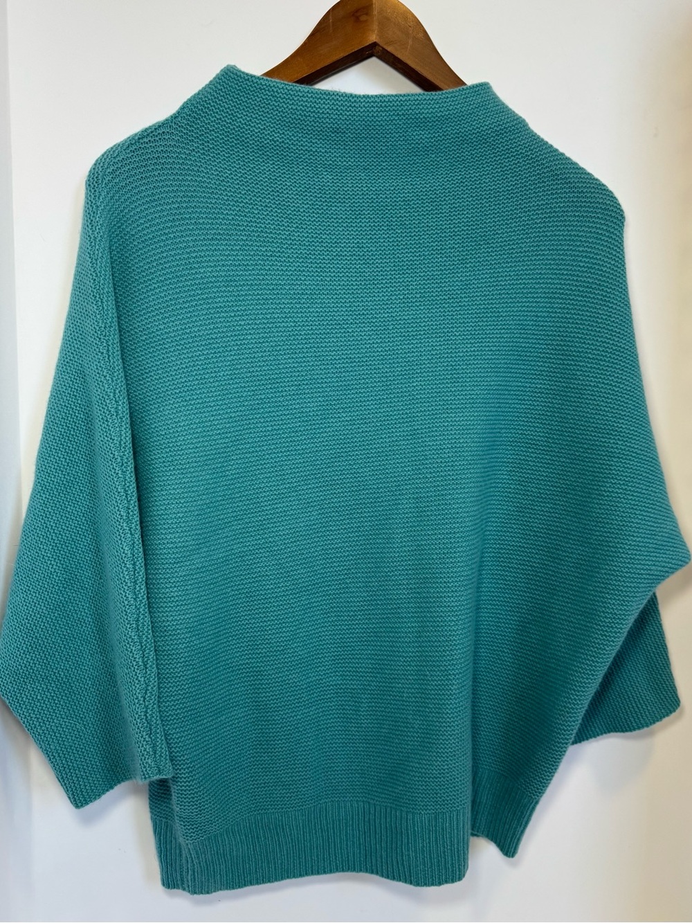 The Reset R Label Teal Garter Stitch Wool Cashmere Slouchy Pullover Sweater - XS